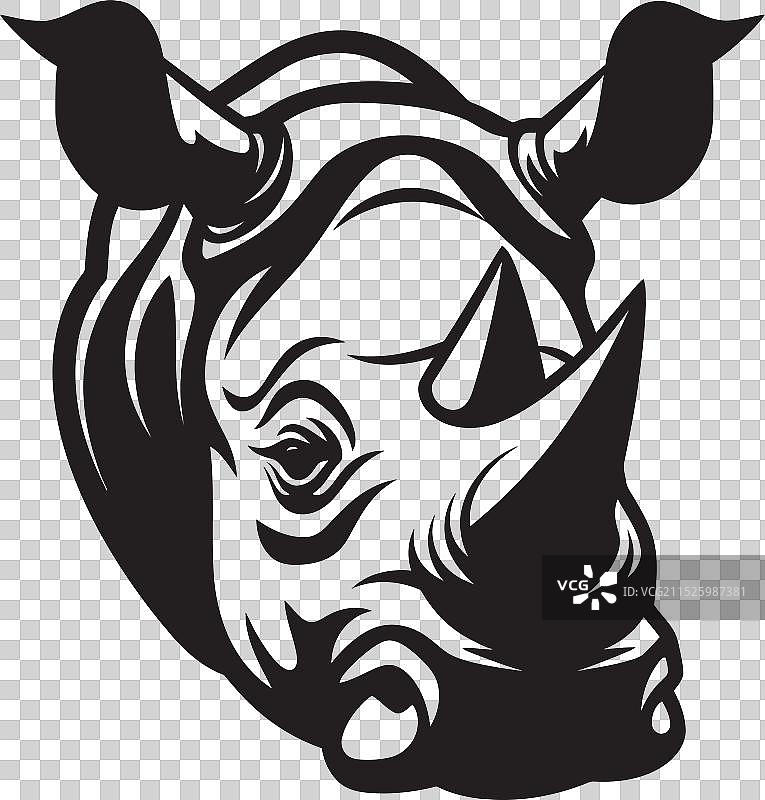 阴影中的犀牛黑色渲染艺术图片素材