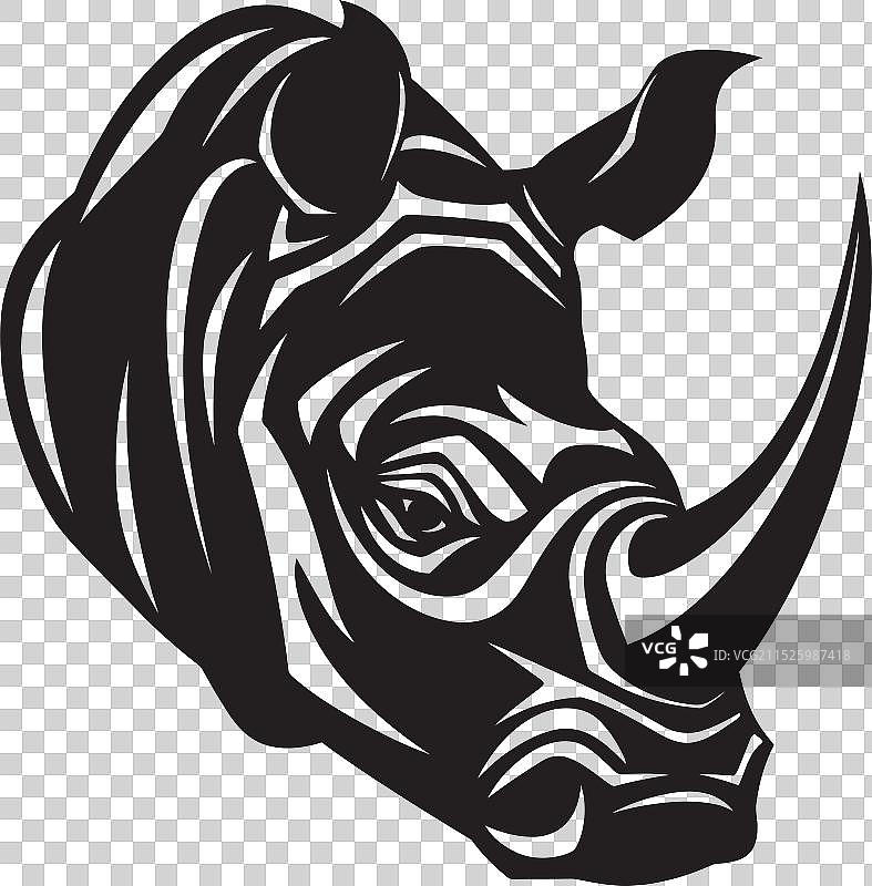 黑色犀牛轮廓艺术渲染图片素材