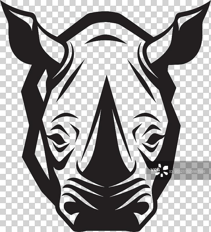 黑色粗体犀牛风格化艺术图片素材