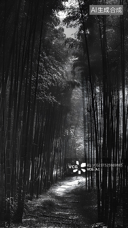 【AI数字艺术】中国风竹林风景图片素材