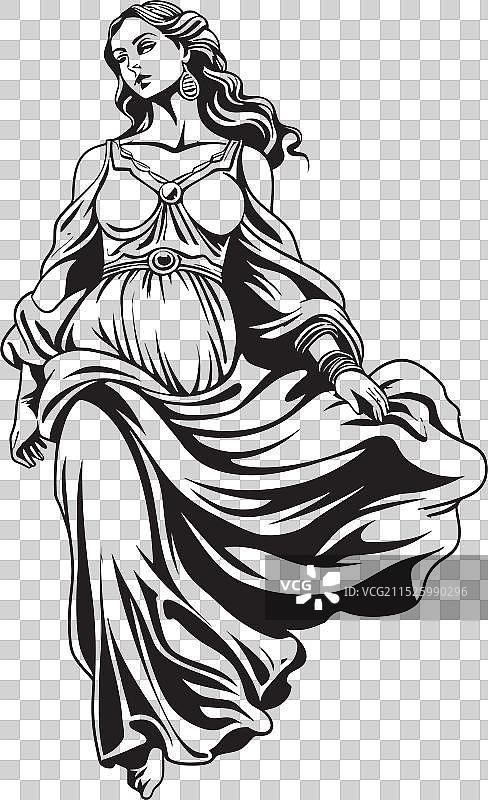 希腊女神标志性文化遗产徽章图片素材