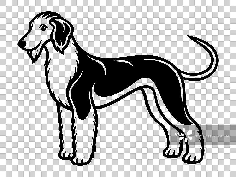 贝灵顿梗犬全身图标，黑色图片素材