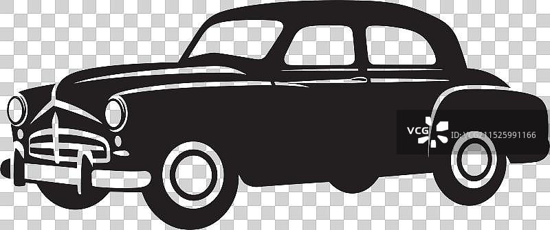 黑色出租车的线条画图片素材