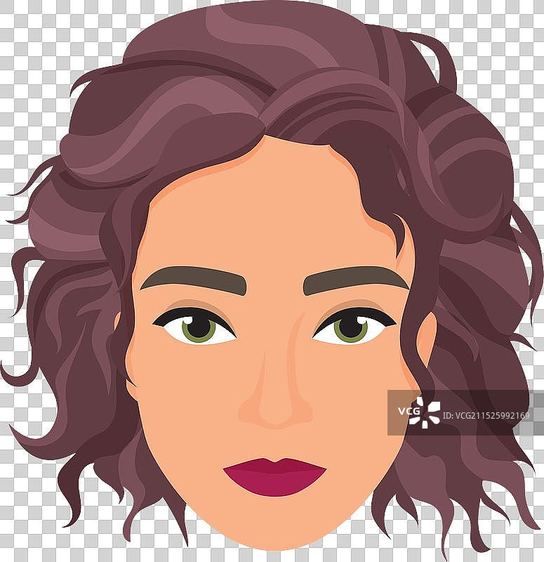 波浪发型的女人头像图片素材