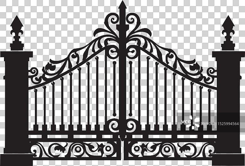 老式金属大门的标志性入口图片素材