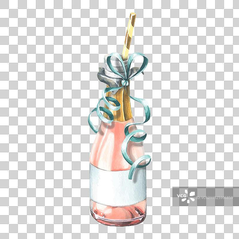 开启的粉色香槟瓶图片素材