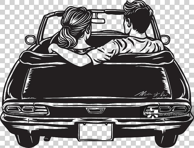 敞篷车情侣后座设计图片素材