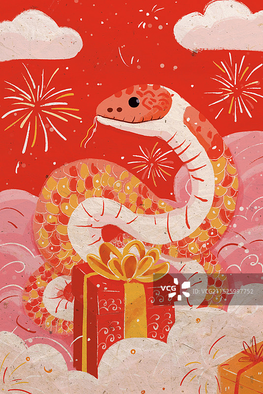 2025新年蛇年插画图片素材