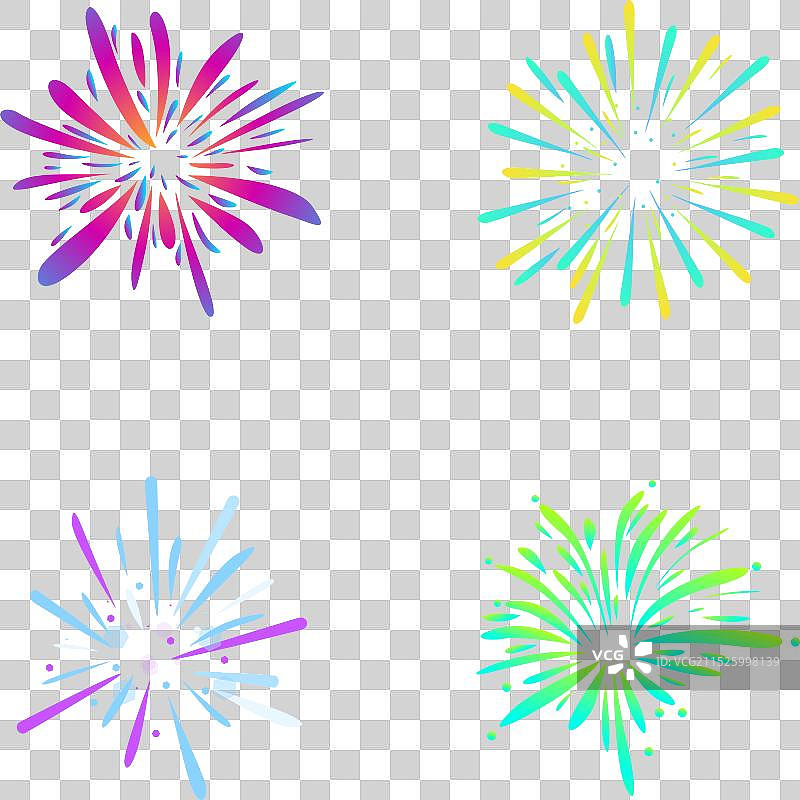 卡通节日烟花图标集图片素材