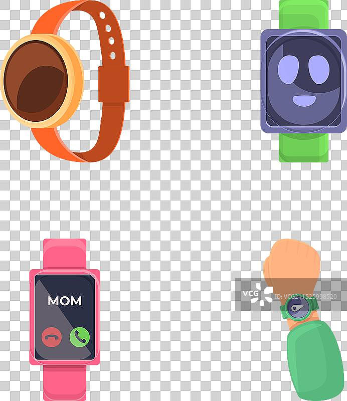 卡通腕表图标套装图片素材