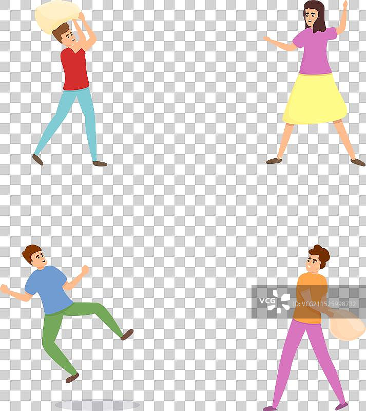 卡通人物的过度活跃的人员图标集图片素材