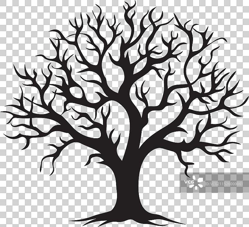 月光下黑树的优雅艺术图片素材