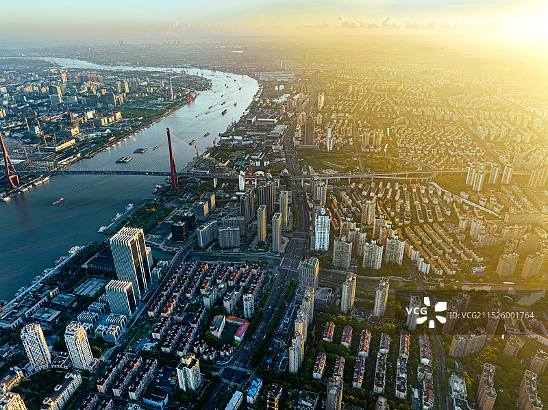 洋泾港 浦东大道 杨浦大桥 黄浦江沿岸城市实景 朝气蓬勃的创新之城 上海浦东开发开放图片素材