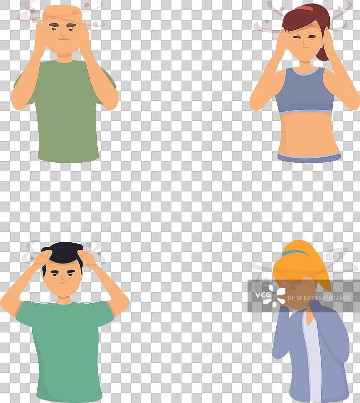 卡通人物偏头痛图标图片素材