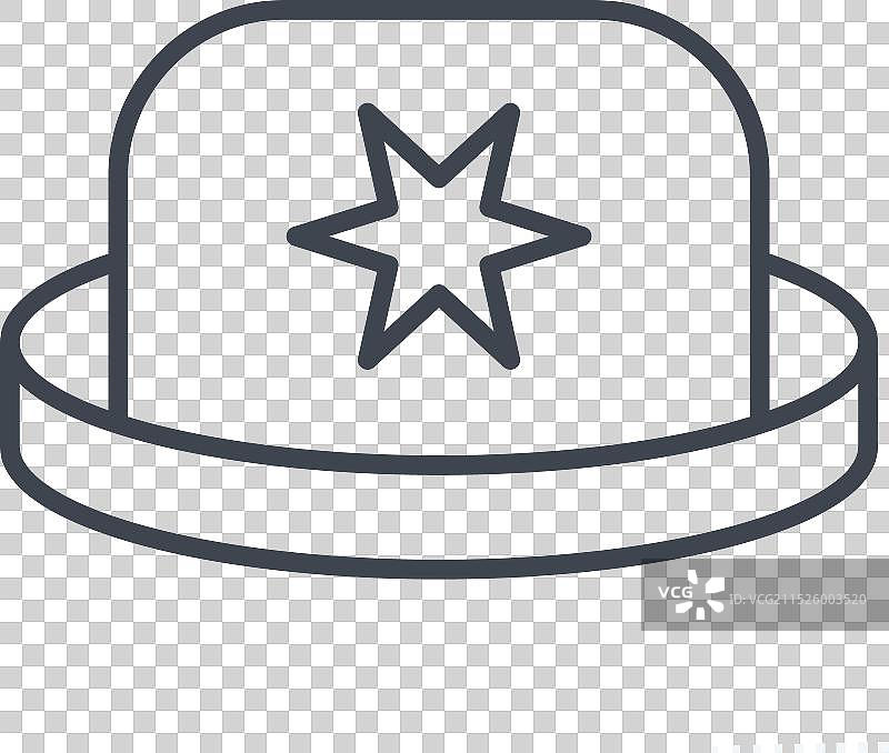 与帽子符号线条风格相关的圆顶礼帽图标图片素材