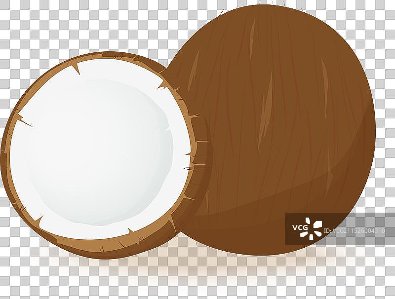 白色背景上的半个椰子图片素材