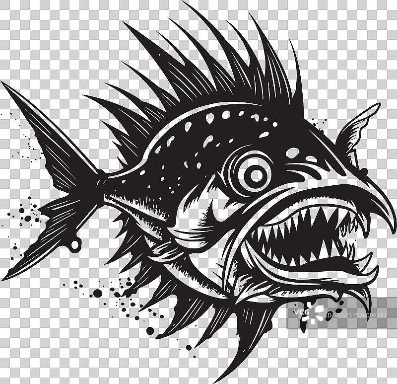 巨型邪恶的安康鱼幽灵标志图片素材