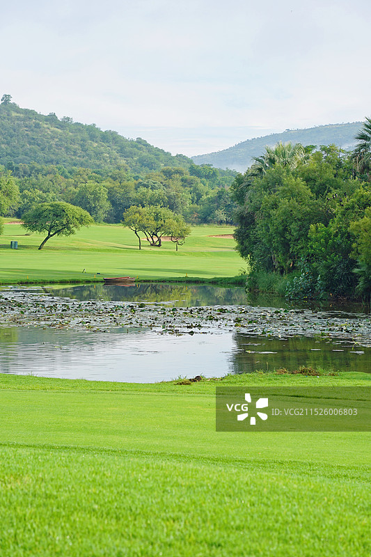 南非太阳城度假村，高尔夫球场，湖泊图片素材