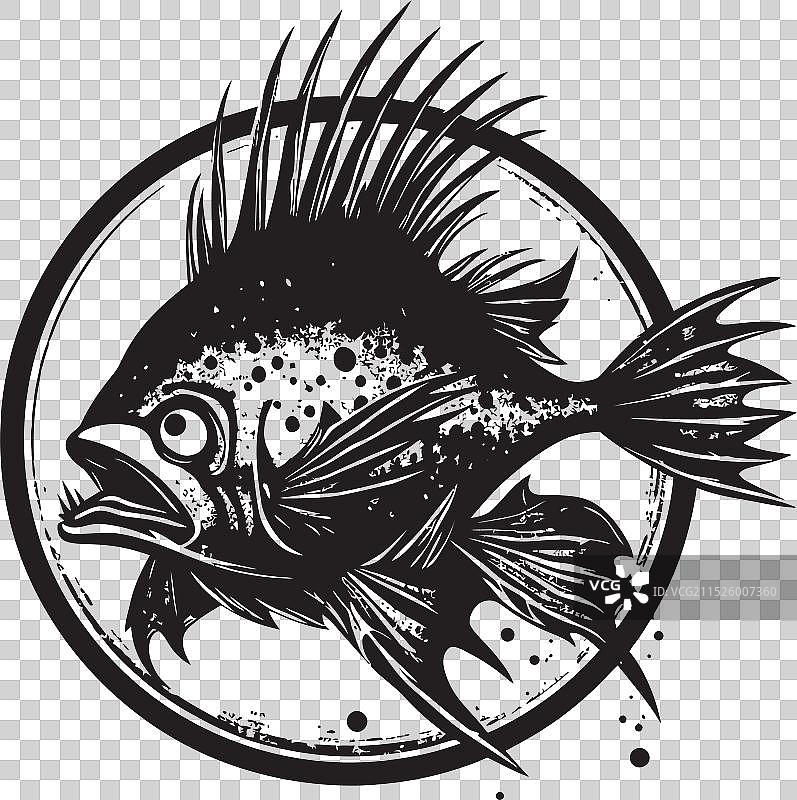 阴险的潜行者棱角分明的鱼Logo设计图片素材