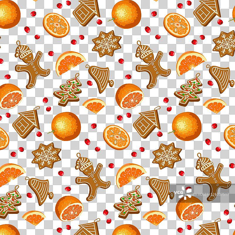 橙子和姜饼图案图片素材