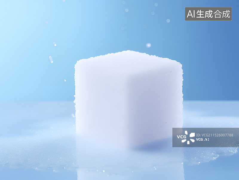 【AI数字艺术】蓝色背景下悬浮在空中的白色方块图片素材