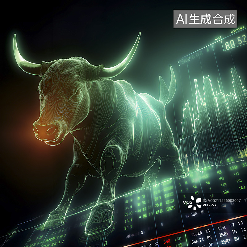 【AI数字艺术】牛市插画图片素材