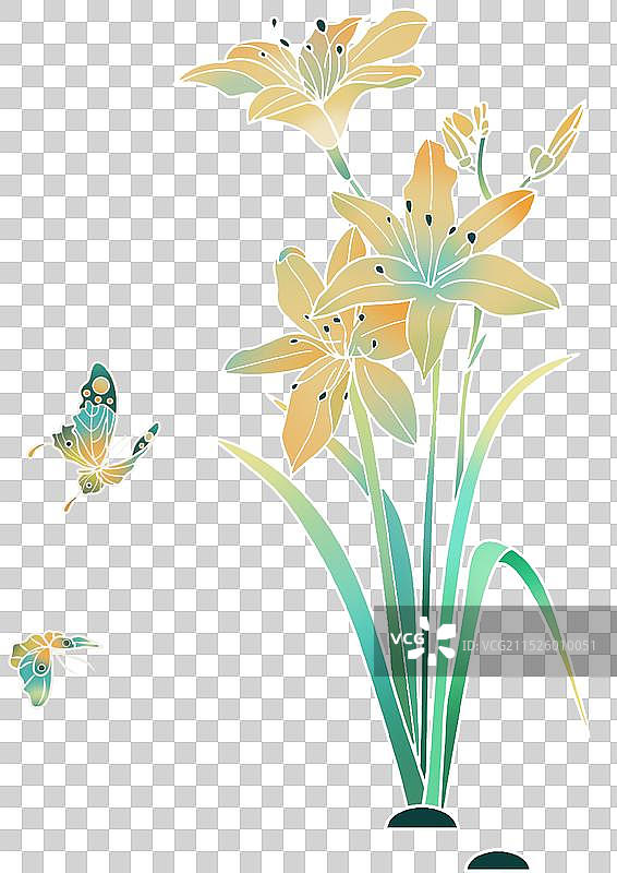 国潮风古风植物萱草图片素材