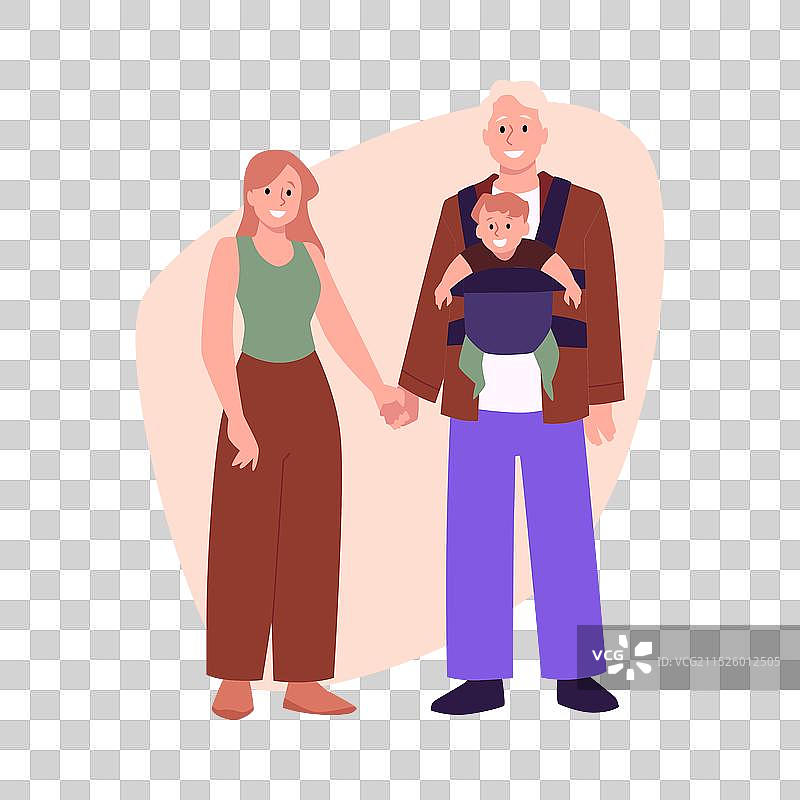 带着婴儿背带的情侣图片素材