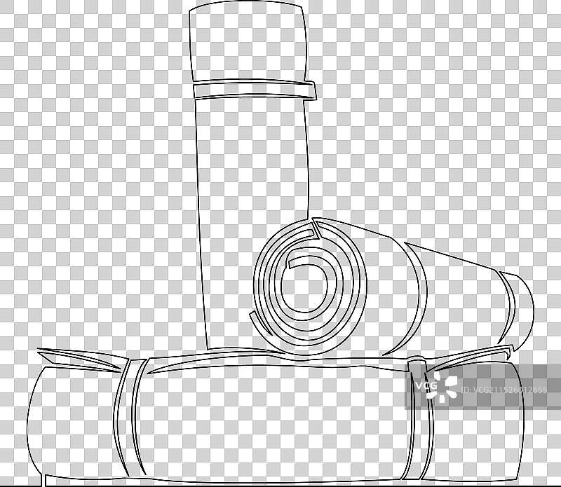 连续线条瑜伽垫符号概念图片素材