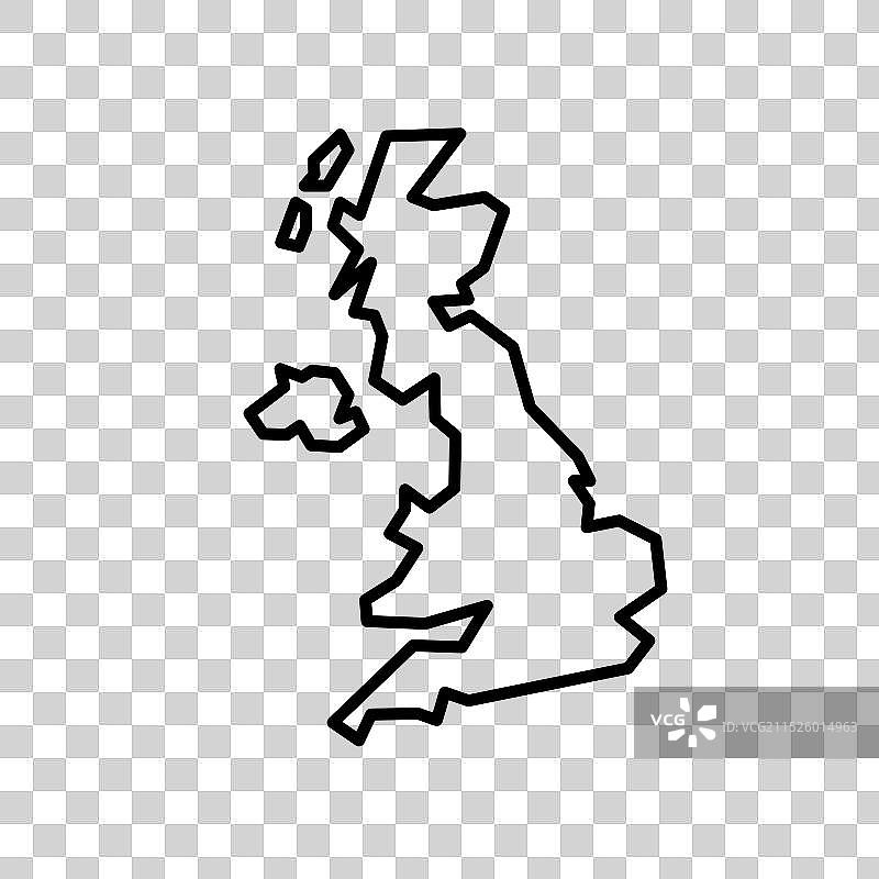 填充风格的英国地图图标设计图片素材