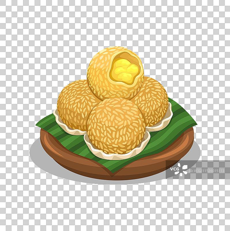 印尼传统糕点Onde Onde卡通图片素材