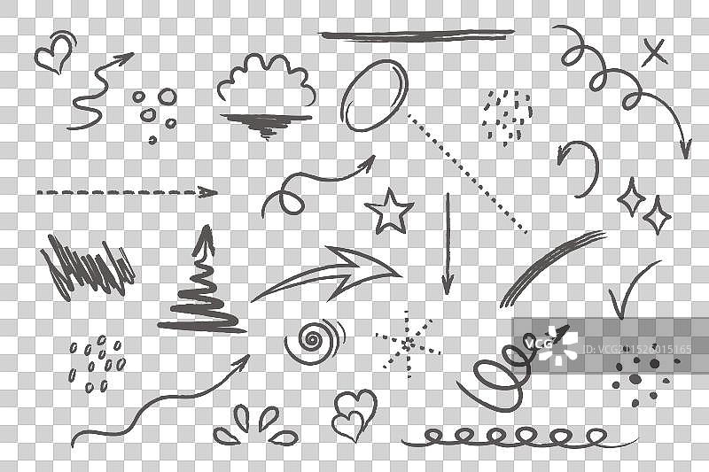 手绘箭头线条元素合集图片素材