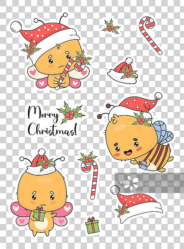 节日可爱圣诞贴纸合集图片素材