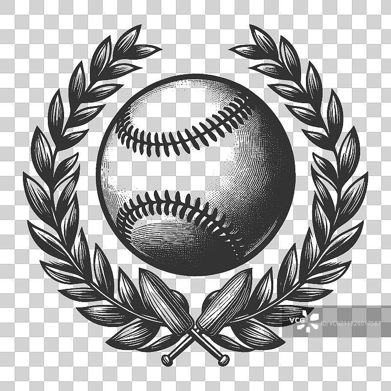 带月桂花环的棒球标志图片素材