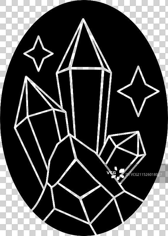 刻面宝石和星星的水晶晶簇图片素材