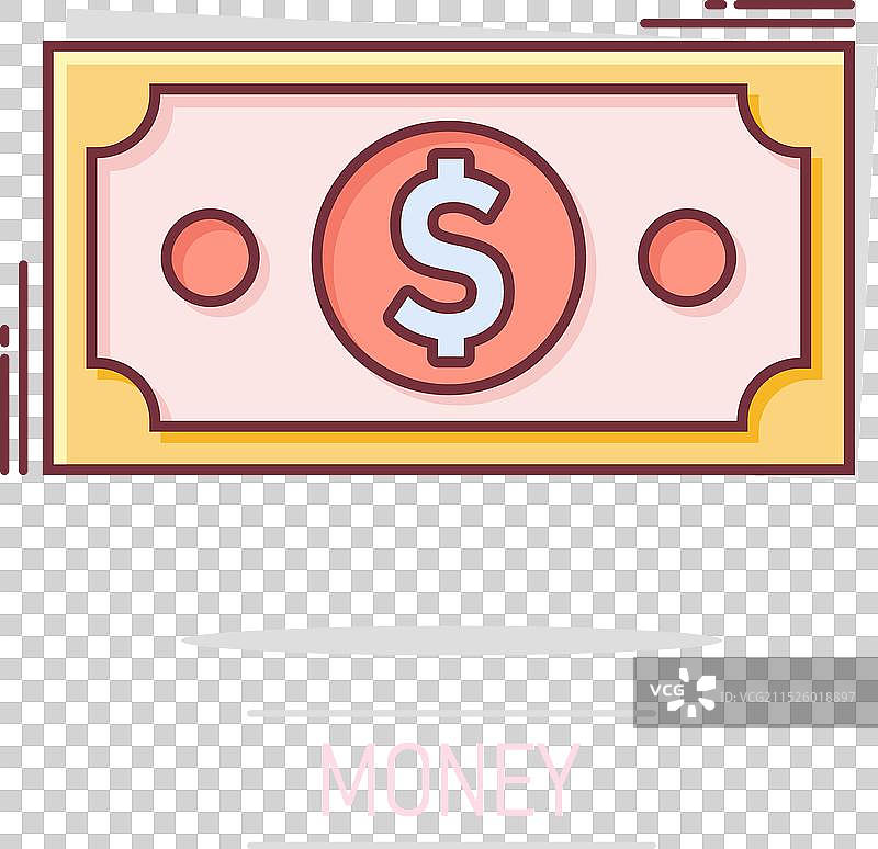 漫画风格的美元纸币图标图片素材