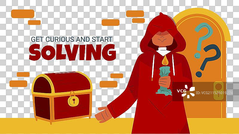 扁平风格密室逃脱YouTube缩略图图片素材