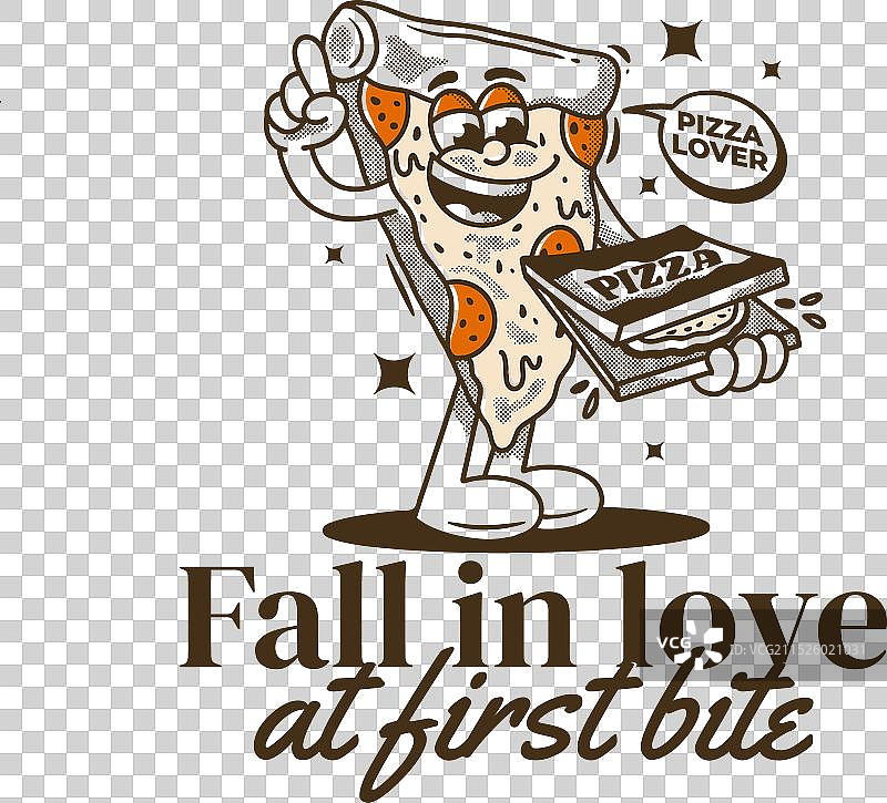 爱上披萨的第一口图片素材