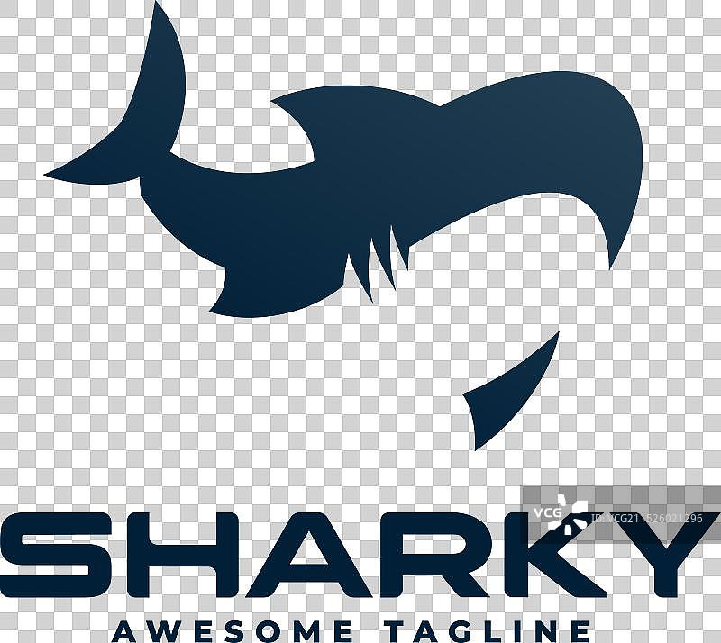 鲨鱼负空间风格标志图片素材