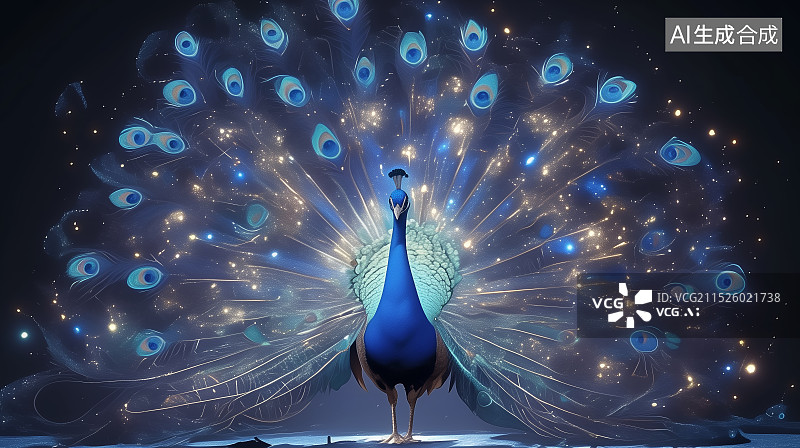 【AI数字艺术】孔雀开屏图片素材