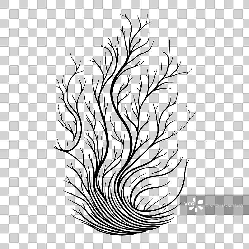 海鞭图标手绘黑色珊瑚标志符号图片素材