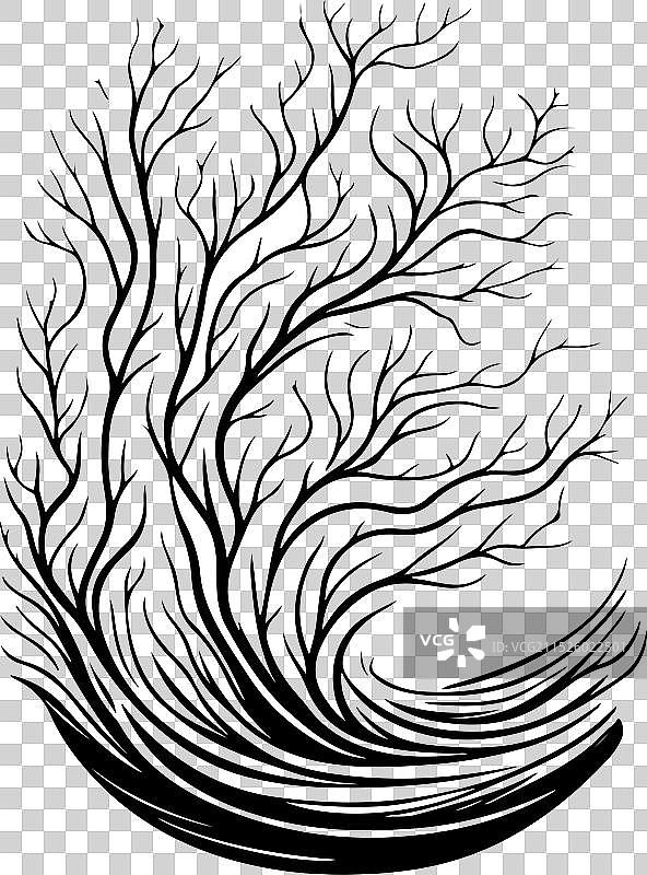 海鞭图标手绘黑色珊瑚标志符号图片素材