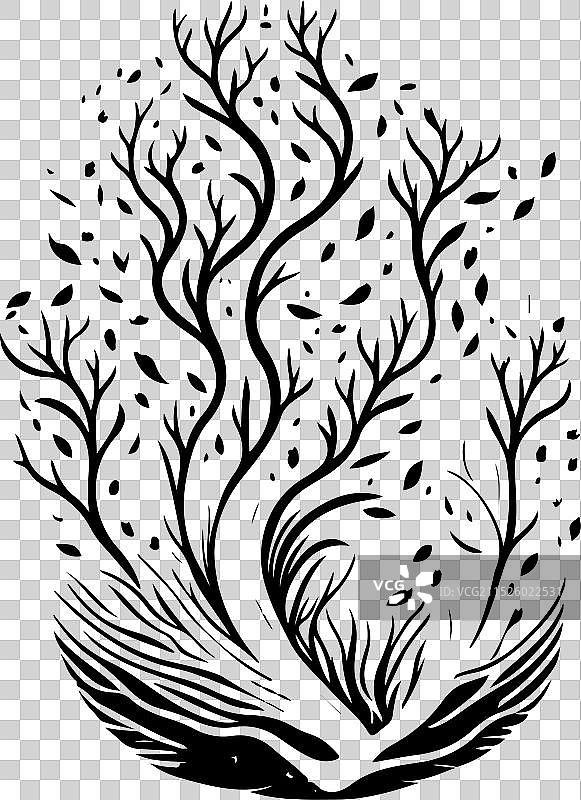 海鞭图标手绘黑色珊瑚标志符号图片素材