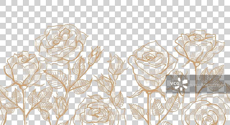 玫瑰花叶无缝图案图片素材