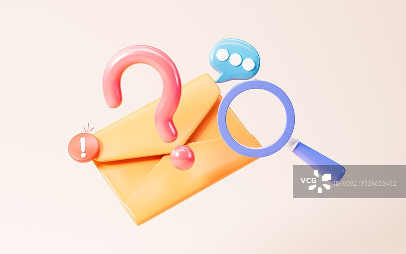 卡通未读邮件3D渲染图片素材