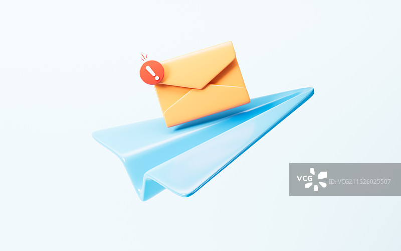 卡通纸飞机和邮件3D渲染图片素材