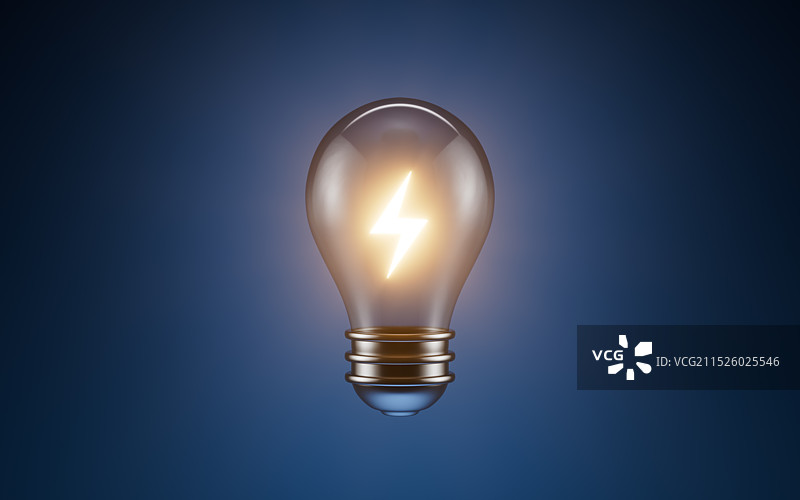 抽象透明灯泡发光发电3D渲染图片素材