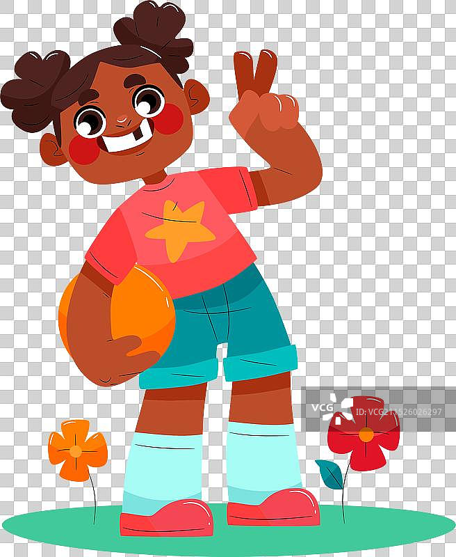 卡通黑人女孩图片素材