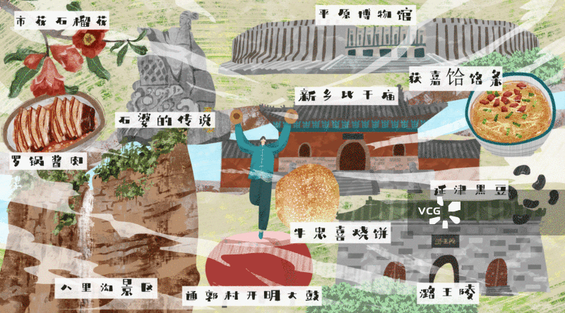 新乡市建筑人文美食插画GIF动图图片素材
