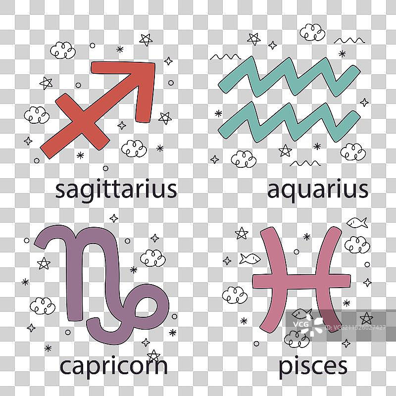 手绘涂鸦占星符号贴纸图片素材